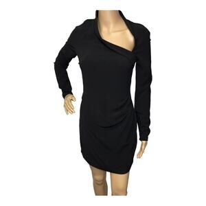 Stylestalker Long Sleeve Asymmetric Neck Side Zip Black dress size xs